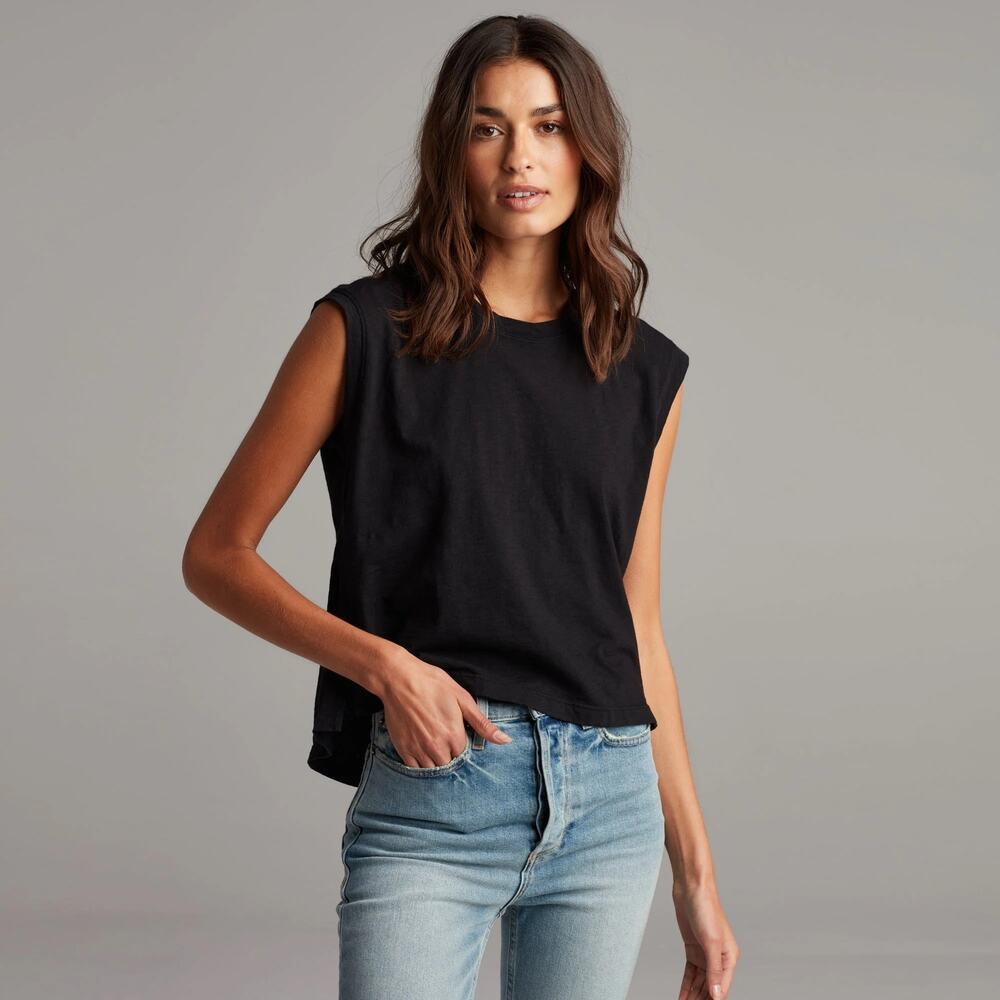 Rowan Women's Savannah Slub Cotton Muscle Tank Top Shirt in Black